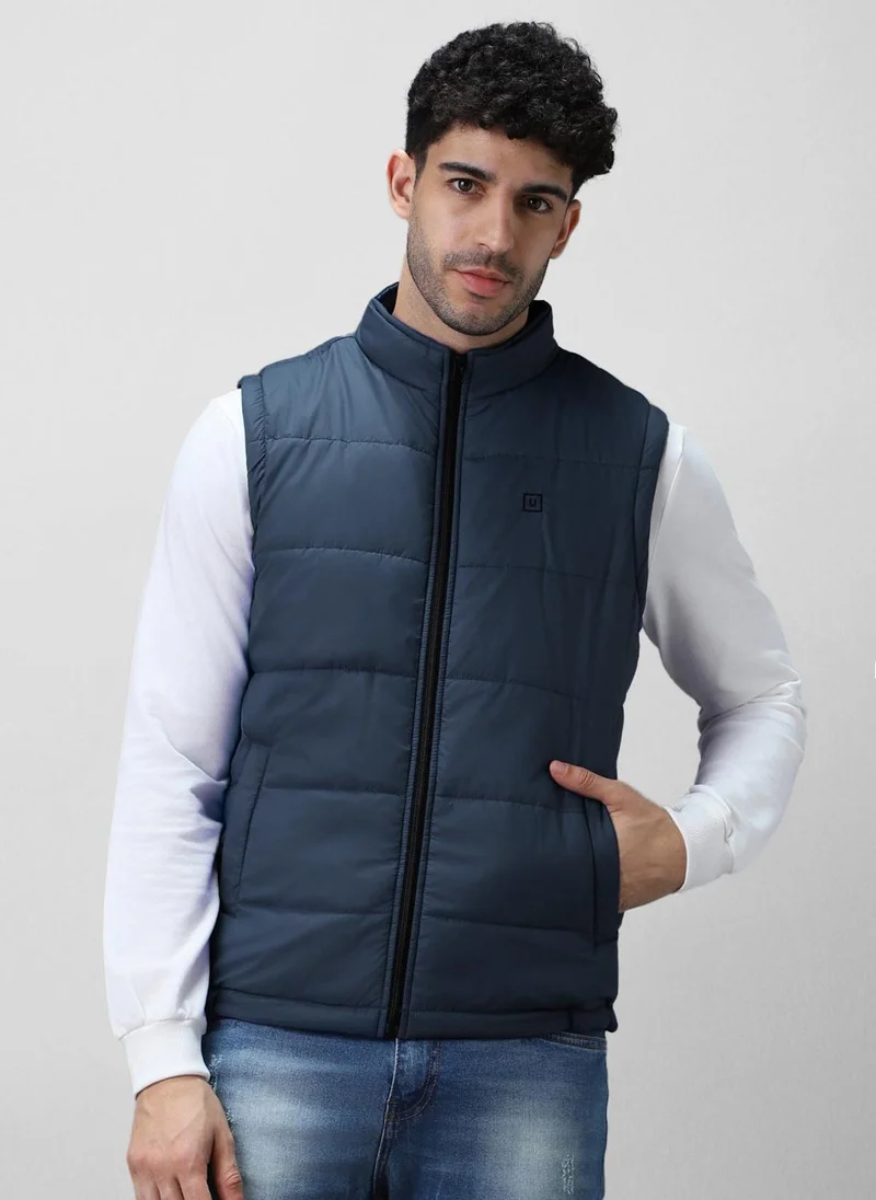 Urbano Fashion  Urbano Fashion Men's Blue Sleeveless Zippered Puffer Jacket for Men | Best Price UAE